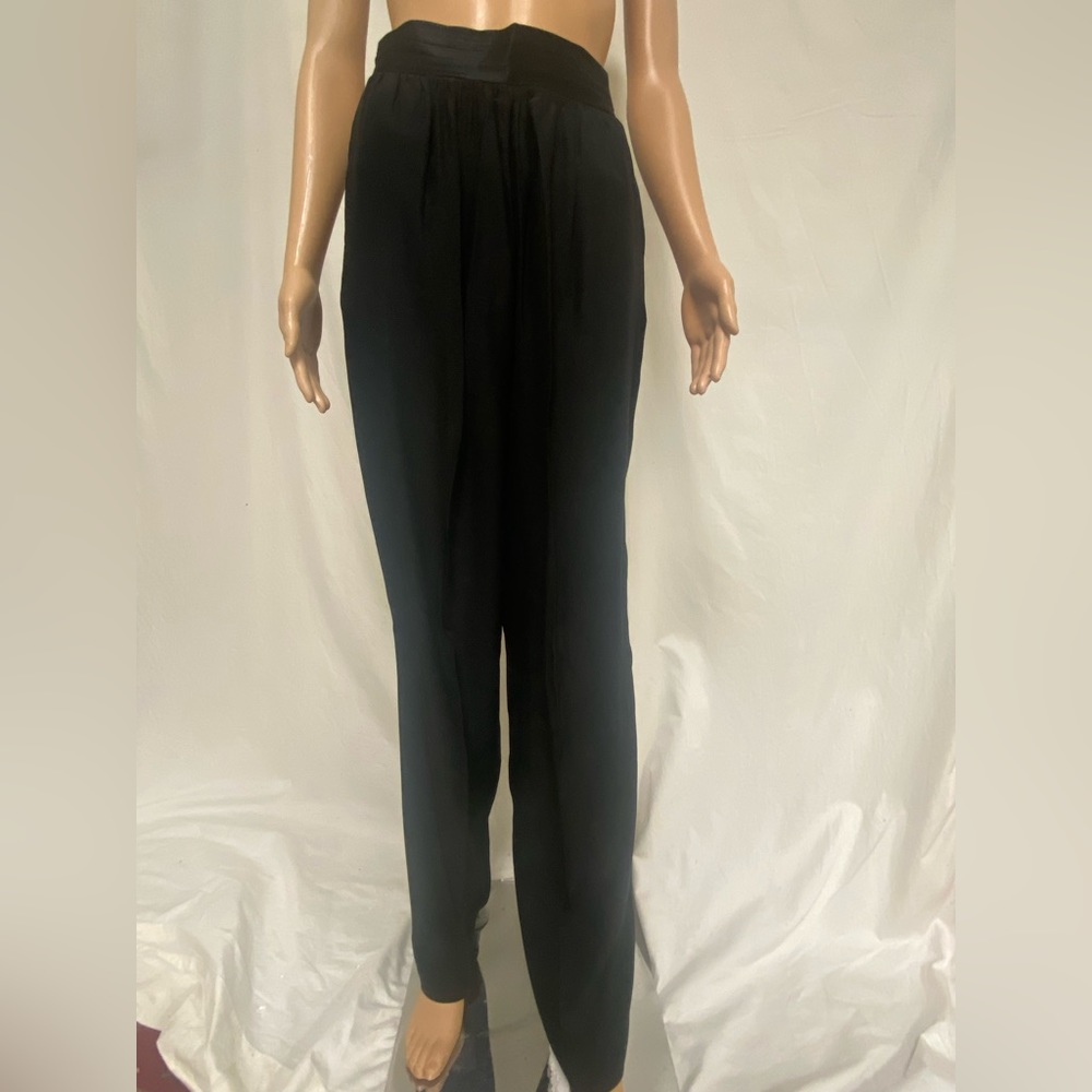 Black Silky Slacks with Cummerbund Waist